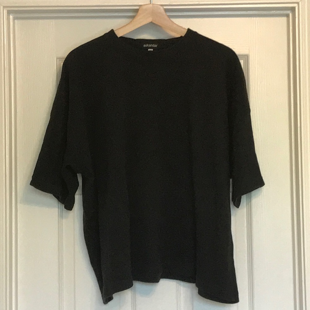 Neiman Marcus Eskandar Dark Gray Dolman Top